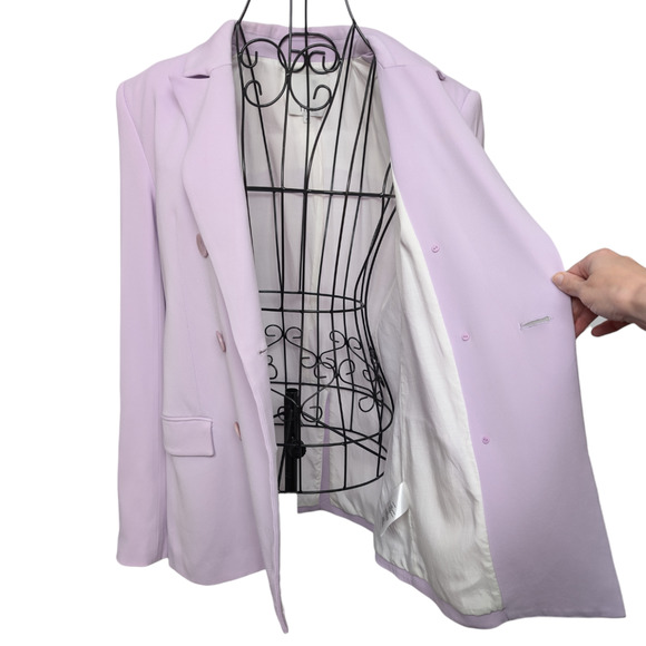 Tibi Steward Lavender Light Purple Oversized Double Breasted Crepe Blazer 4 - Picture 8 of 13
